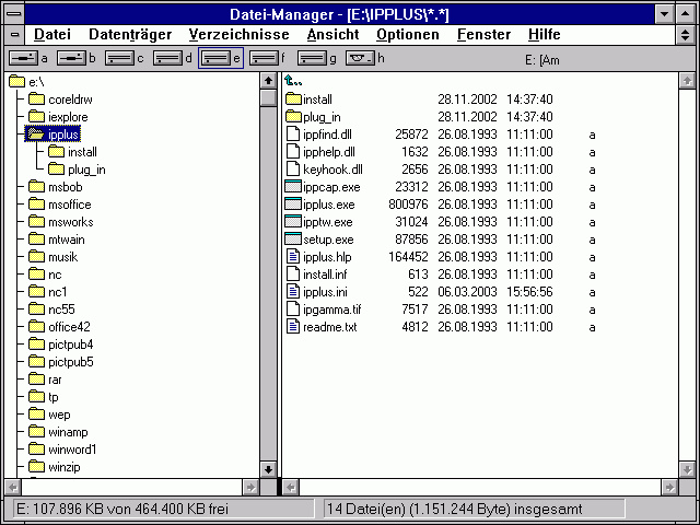 Dateimanager unter Windows 3.1