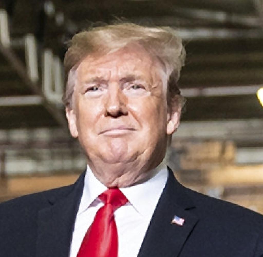 US-Präsident Donald Trump im Jahr 2019 während einer Veranstaltung in einer Panzerfabrik im Bundesstaat Ohio