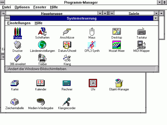 Systemsteuerung unter Windows 3.1